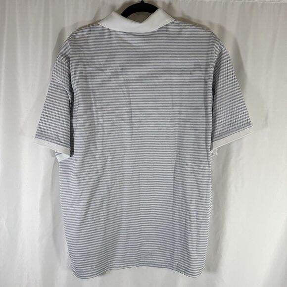 Roundtree Yorke Gold Label Polo Men Large White Striped Short Sleeve 100% Cotton - Picture 8 of 9